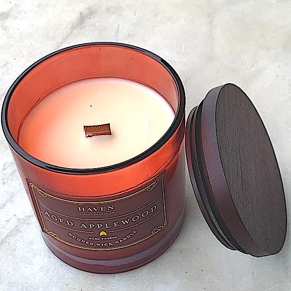 HAVEN STREET CANDLE AGED APPLEWOOD WOOD WICK NEW RICHLY SCENTED SOY WAX - Picture 3 of 4